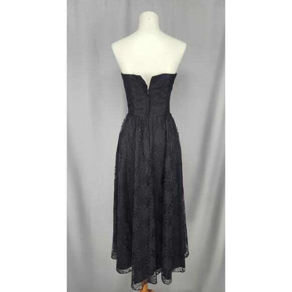 Vintage Jolie Madame Dress Juniors 5 Black Lace Strapless Fit & Flare Whimsygoth - Picture 4 of 10